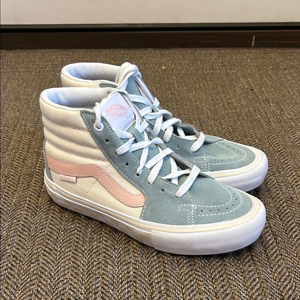 Vans men’s High-Top Sneakers - Mint Green and Blush Pink